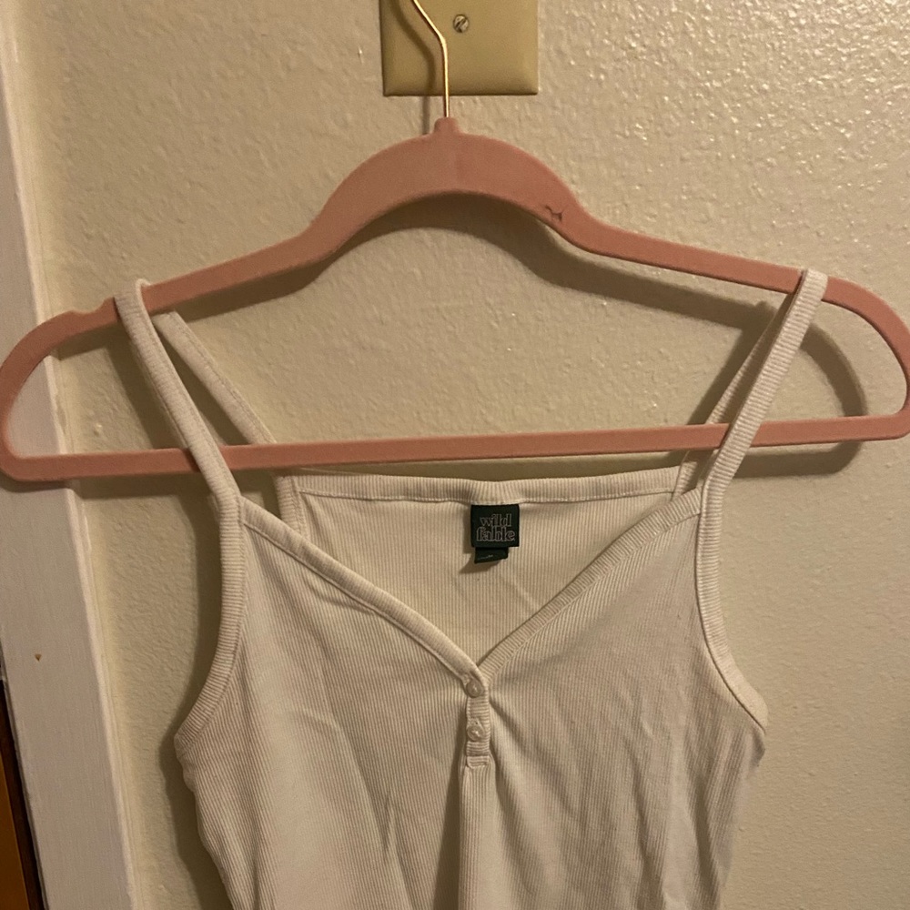 White Lettus Trim Tank Top